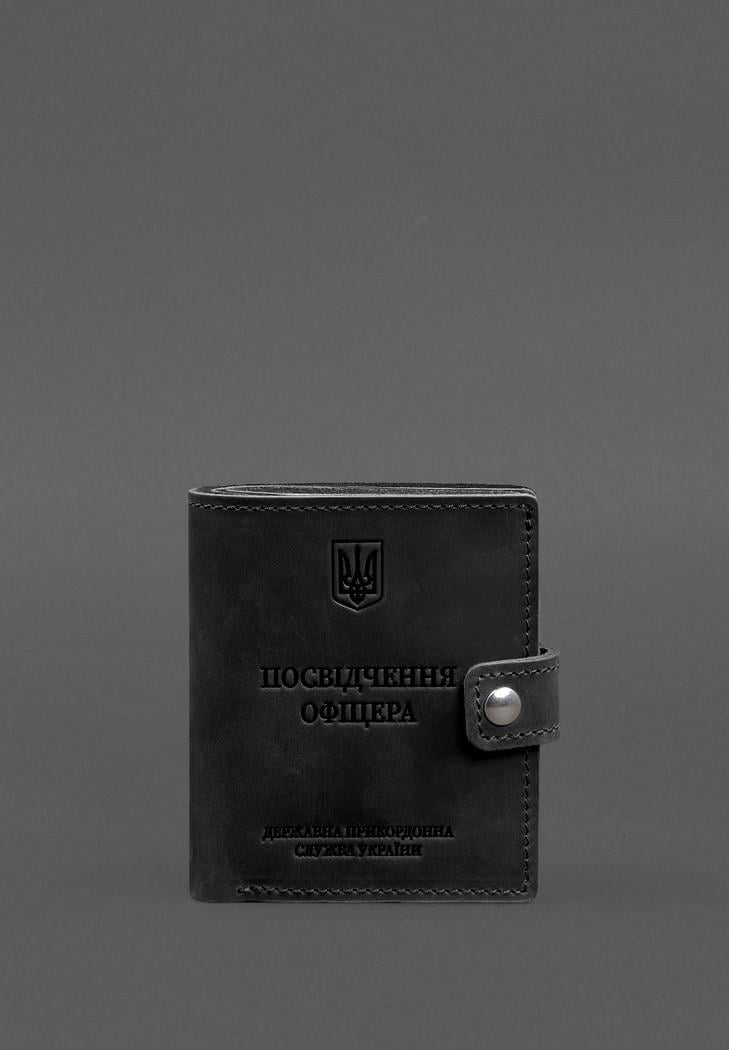 Обложка-портмоне кожаная для удостоверения офицера ГПСУ 11.2 Crazy Horse Черный (A-028701)