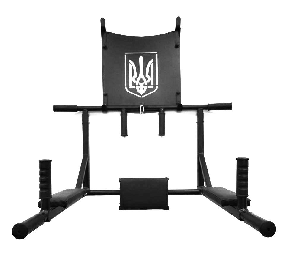 Турнік-бруси SAB настінний розбірний з гумовими ручками/гербом та адаптивною спинкою для преса Чорний (0072) - фото 5