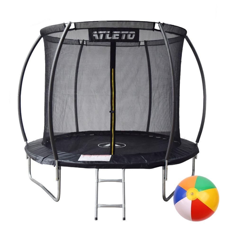 Батут детский Atleto с сеткой и стремянкой 252 см Черный Батут детский Atleto с сеткой и стремянкой 252 см Черный
