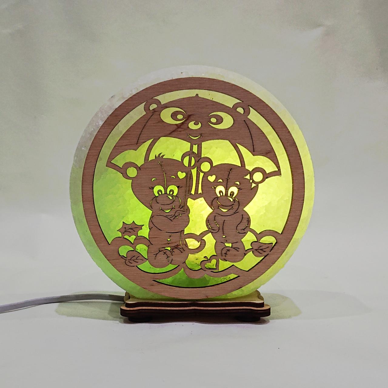 Соляной светильник Мишки под зонтиком (КБ-00005-g)