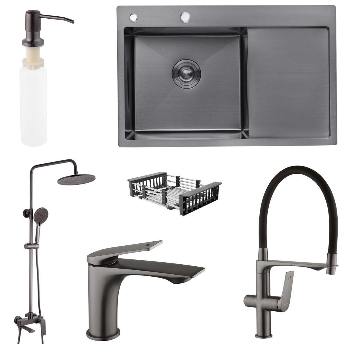 Мойка Kroner 7849LHM/кран с фильтром воды Kroner/душевая система Kroner/кран для раковины Kroner