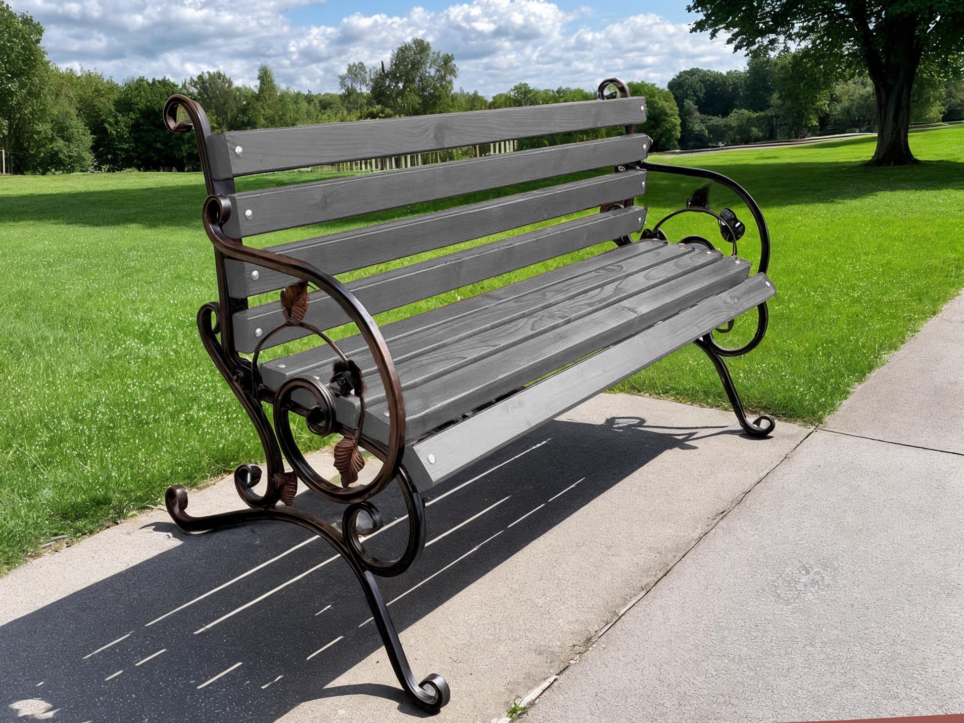 Скамейка садовая кованая Tobi Sho Камелия с подлокотниками 130 см Антрацит - фото 3