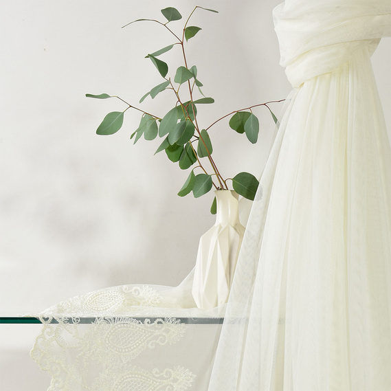 Тюль фатин IDEIA Барбарис V-Крем 3,0 м c вышивкой Молочный (2200004245454)