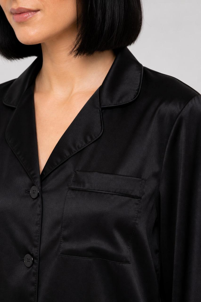 Піжама жіноча шовкова BO.Brand Total сорочка і штани XS Black (33325) - фото 5 Піжама жіноча шовкова BO.Brand Total сорочка і штани XS Black (33325) - фото 5