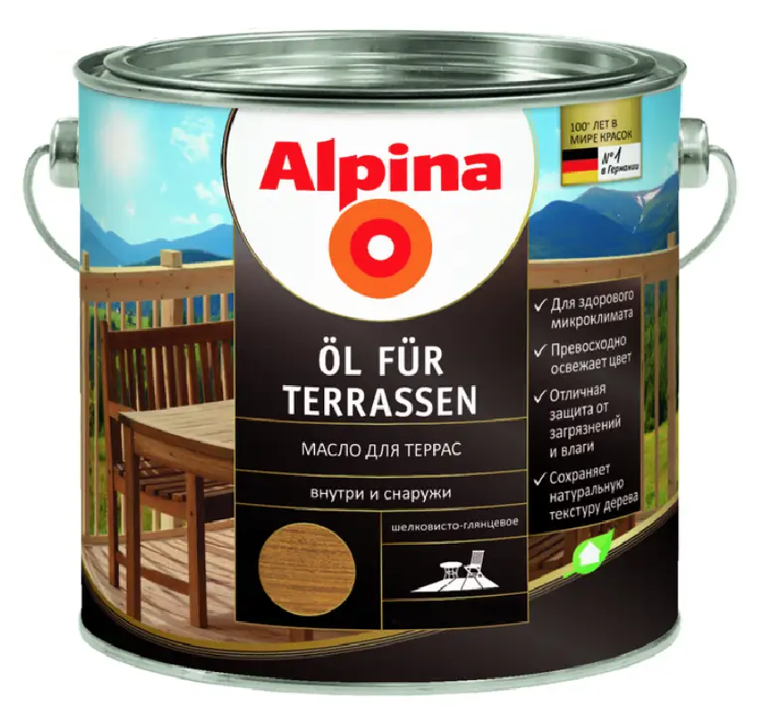 Масло универсальное акрилатное шелковисто-глянцевое Alpina Oel Terrassen 2,5 л Прозрачный (2424685902)
