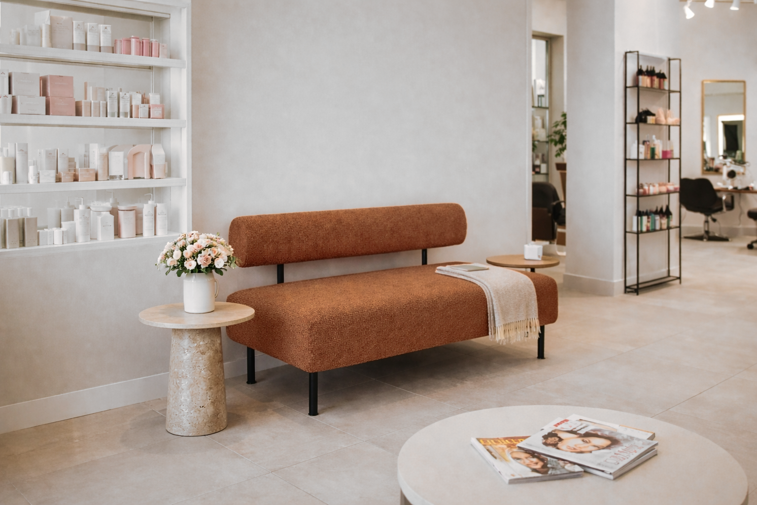 Диван Tobi Sho Люмо 1200х540х750 мм букле Alpaca Терракотовый/48