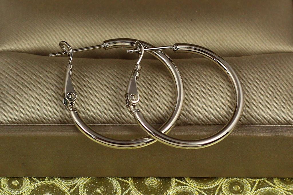 Серьги кольца Xuping Jewelry гладкие 2,5 см Серебристый (2097993152)