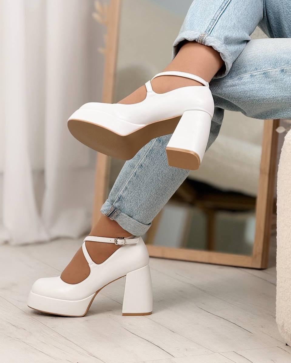 Туфлі з ремінцем Loretta на підборах та платформі р. 40 25,5 см Білий (10440-40) - фото 8 Туфлі з ремінцем Loretta на підборах та платформі р. 40 25,5 см Білий (10440-40) - фото 8