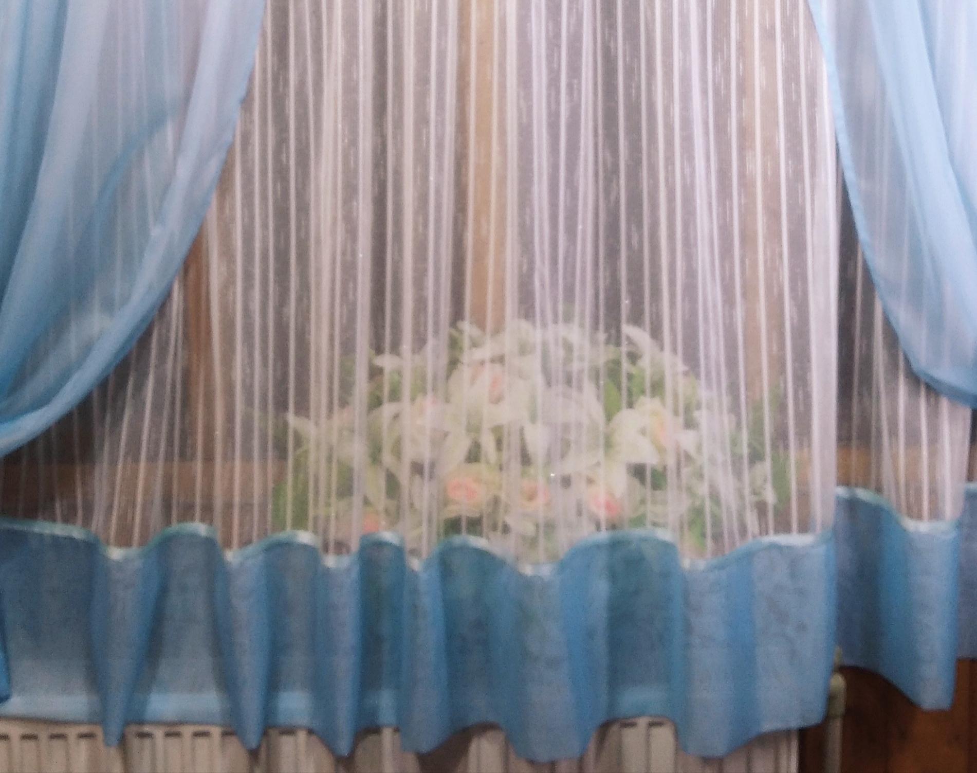 Занавеска короткая готовая Элизабет лен вертикальная полоса Голубой - фото 5 Занавеска короткая готовая Элизабет лен вертикальная полоса Голубой - фото 5