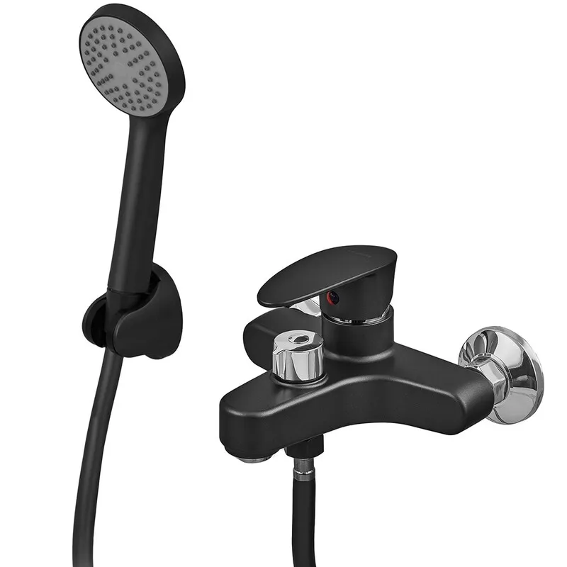 Смеситель для ванны PLAMIX CEZAR-009 Euro Set со шлангом/лейкой и кронштейном Matte Black (PM0693) Смеситель для ванны PLAMIX CEZAR-009 Euro Set со шлангом/лейкой и кронштейном Matte Black (PM0693)