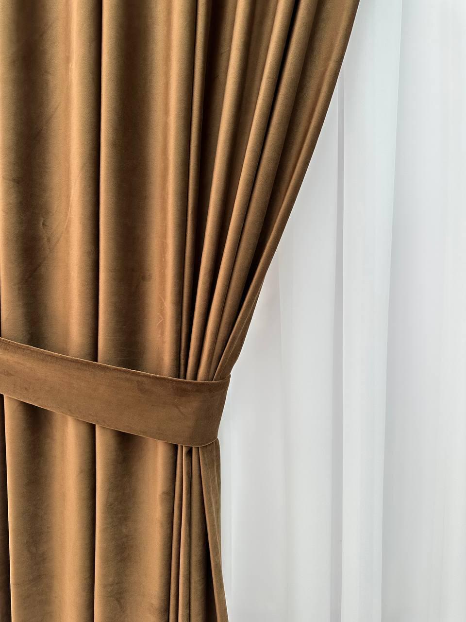 Штора велюрова на тасьмі 6 см 300x250 см Коричневий (6319-N17-Т43) - фото 4 Штора велюрова на тасьмі 6 см 300x250 см Коричневий (6319-N17-Т43) - фото 4