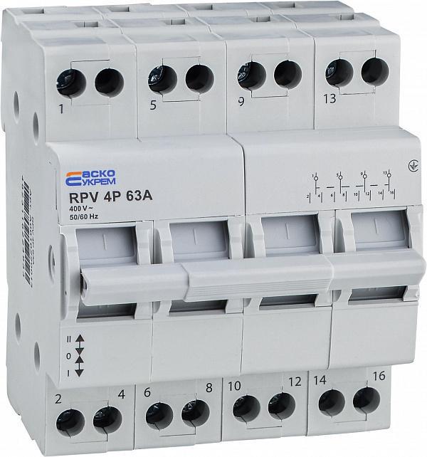 Переключатель ввода ручной АСКО-УКРЕМ I-0-II RPV 4P 63A (A0010220013)