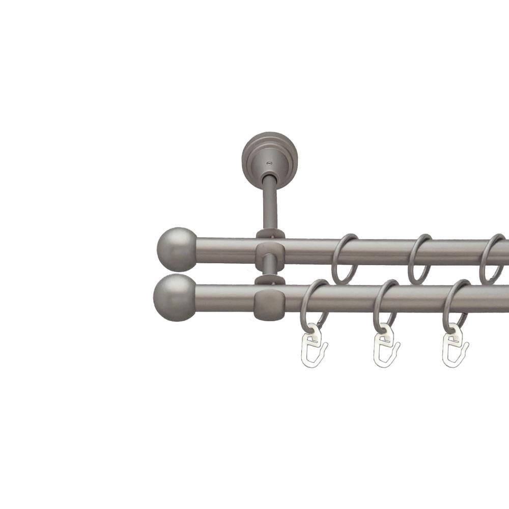 Карниз металлический Orvit Шар Болонь двухрядный открытый/гладкая труба/кольцо металлическое Сатин 16/16 мм 240 см (00-00024300)