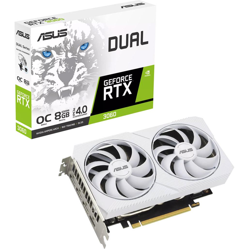 Видеокарта ASUS Dual GeForce RTX 3060 White OC Edition 8GB GDDR6 (DUAL-RTX3060-O8G-WHITE)