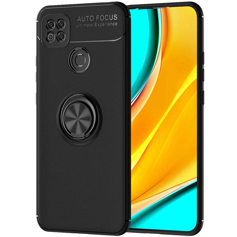 TPU чехол Deen ColorRing под магнитный держатель (opp) для Xiaomi Redmi 9C Черный/Черный