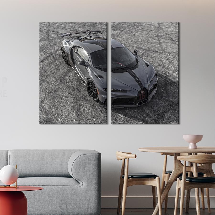 Картина на холсте Bugatti Chiron Pur Sport вид сверху 165x122 см (1297-2)