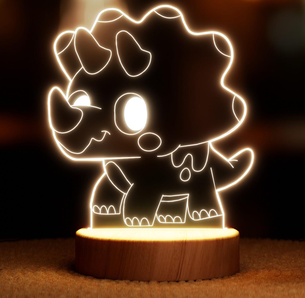 Ночник-светильник Lampic Динозаврик USB дерево/акрил 15х20 см Желтый (32377405)