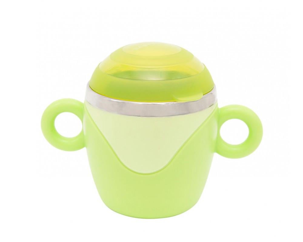 Чашка детская Baby team с крышкой и ручками из нержавеющей стали от 10 месяцев