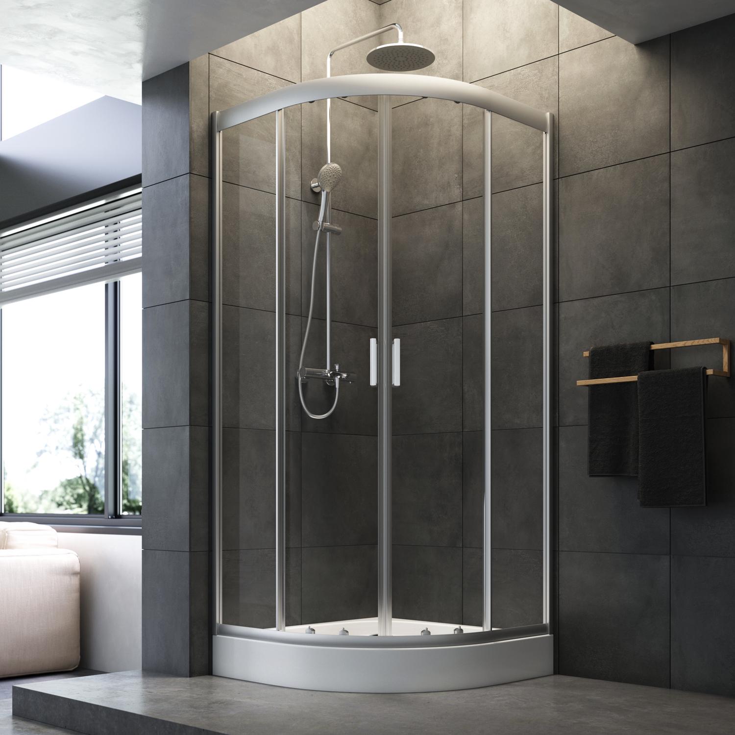 Душевое ограждение AM.PM Gem 1/4 Round без поддона 90х90 см Хром (W90UG-401-9090-MT)