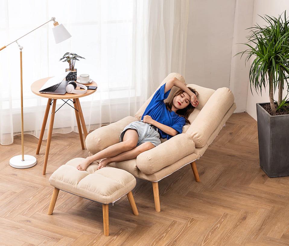 Кресло раскладное Uszak DIOR с подставкой для ног Бежевый (11910594) - фото 3 Кресло раскладное Uszak DIOR с подставкой для ног Бежевый (11910594) - фото 3