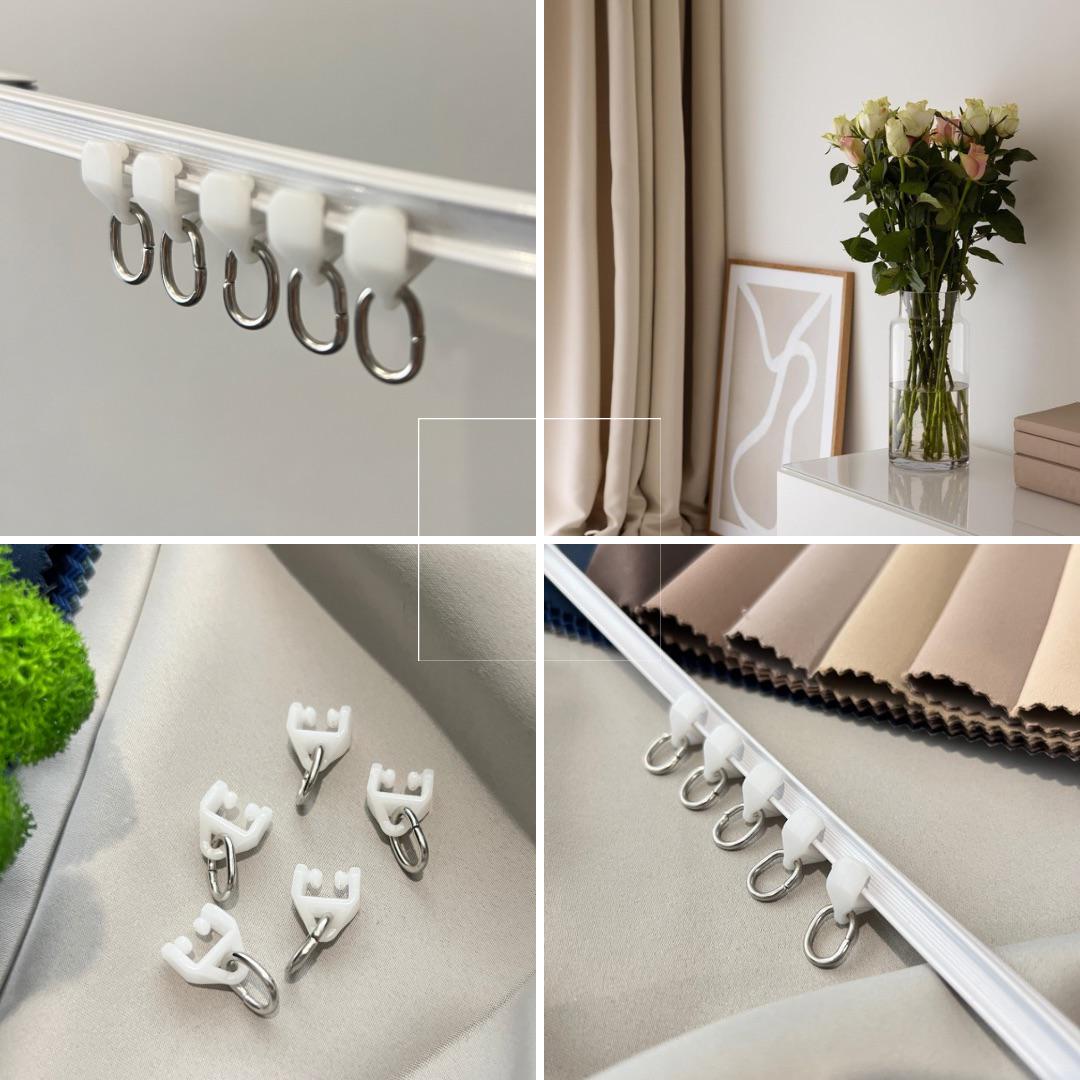 Бігунки Quadrum Мікро для профільних карнизів 50 шт. Білий - фото 6