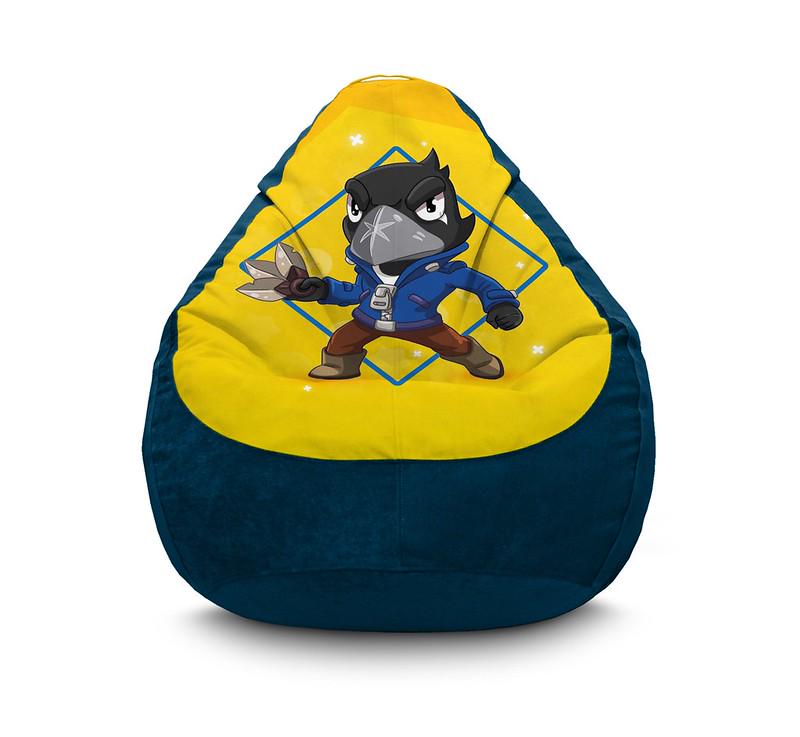 Кресло мешок iPuff Brawl Stars Crow Флок XXXL 100х135 см Синий
