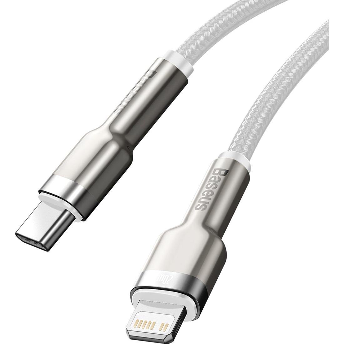 Кабель Baseus Cafule Metal Data Cable Type-C to Lightning PD 20W 1m White (CATLJK-A02) - фото 2