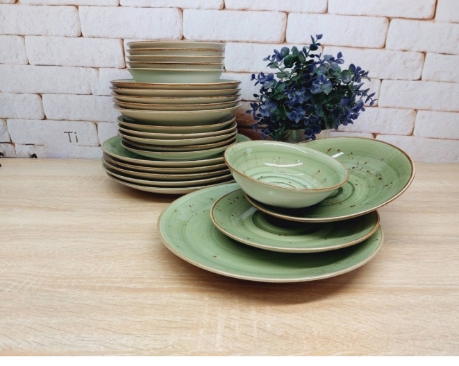 Столовий сервіз OMS TULU порцеляна 6 персон 24 шт. Spiral Green (DN24-Spiral Green) - фото 5 Столовий сервіз OMS TULU порцеляна 6 персон 24 шт. Spiral Green (DN24-Spiral Green) - фото 5