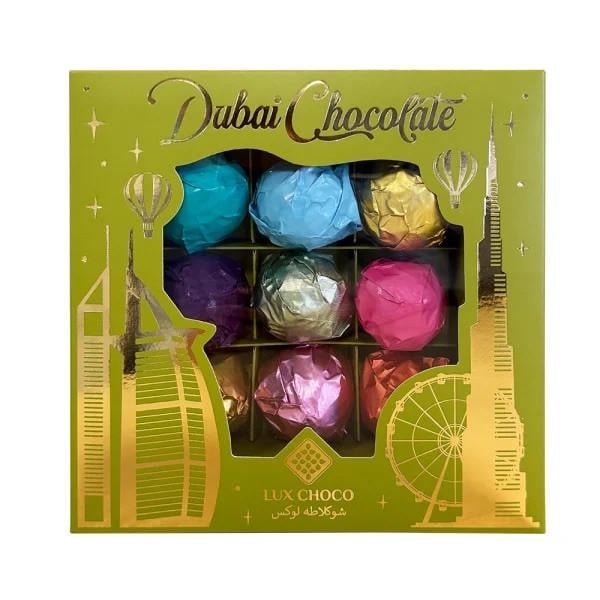 Конфеты Дубайские Dubai Chocolate Assorted Box Lux Choco Green 9 вкусов 340 г