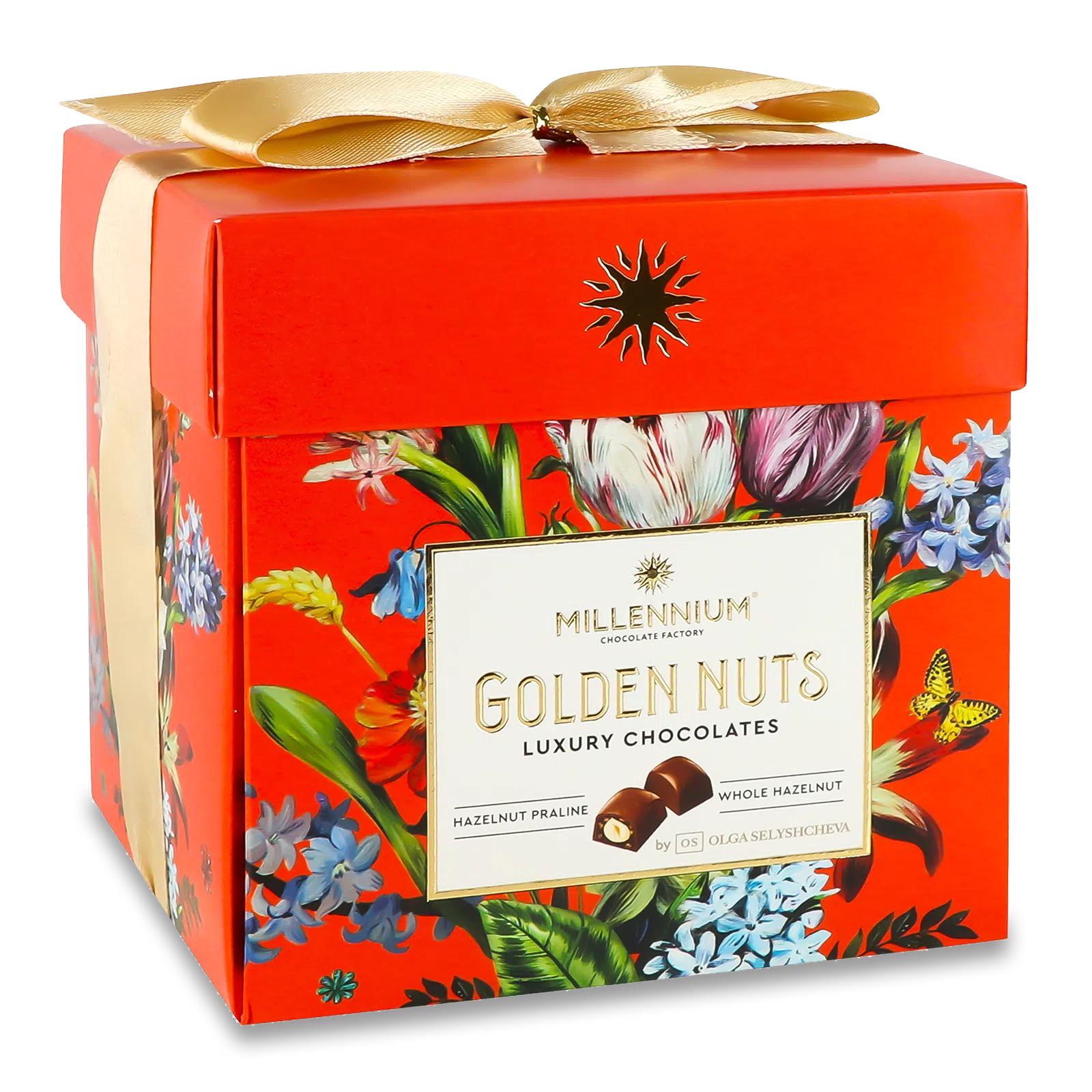 Цукерки Millennium Golden Nuts з начинкою та цілими горіхами Квіти 150 г (23982808)