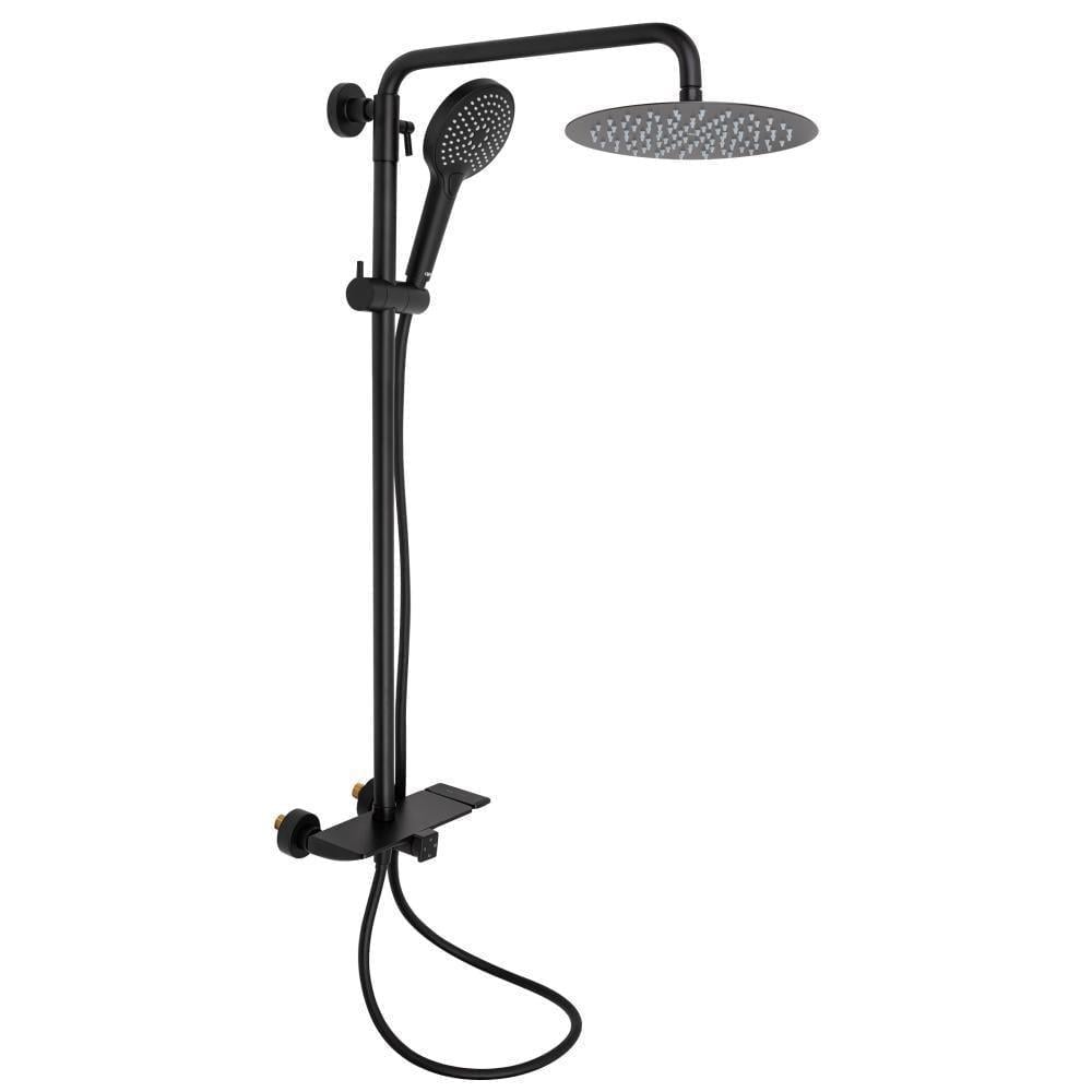 Душевая система Q-tap Sloup QTSL51105OGB на три потребителя с изливом с полочкой Black matt (SD00041851)