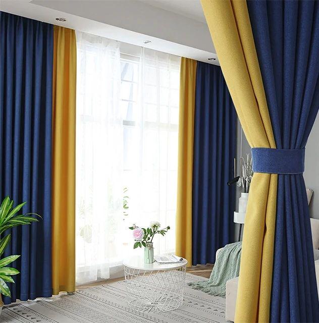 Комплект штор Academy Gardin Модерн 200х260 см 2 шт. Синій/Жовтий