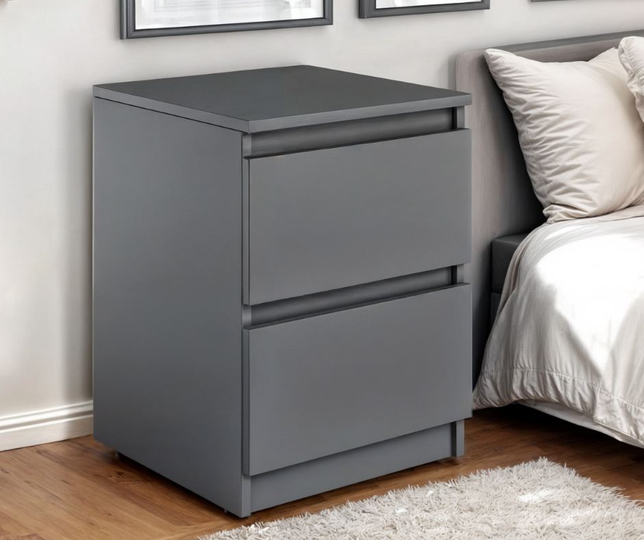 Тумбочка прикроватная Tobi Sho Lea T-225 с двумя ящиками для спальни 400х500х400 мм Антрацитовый