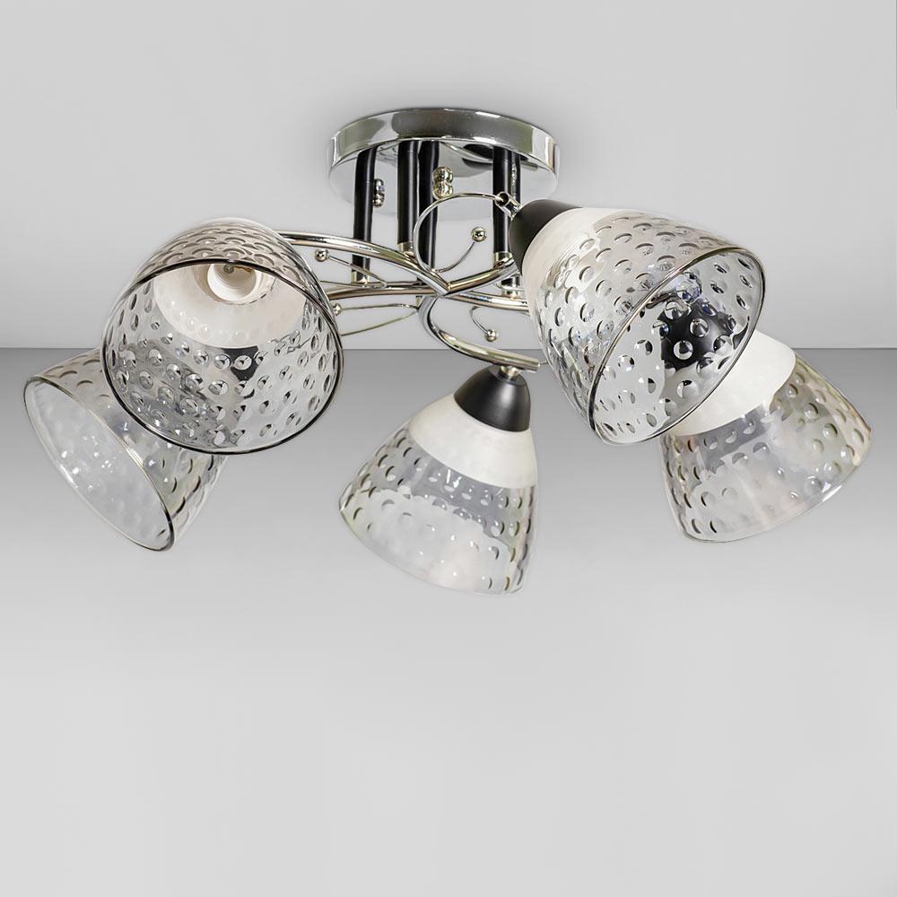 Люстра потолочная Light House SC-18704/5 CR+BK d 530х240 мм Хром/Черный/Белый/Прозрачный