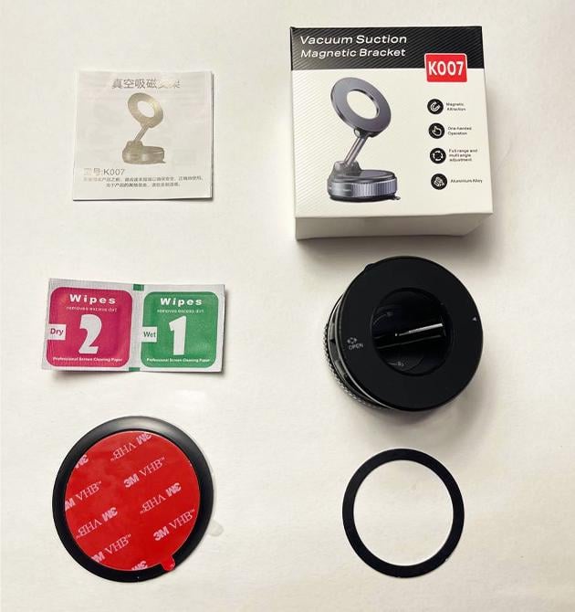 Тримач телефону автомобільний MahnetIc MagSafe з магнітним кільцем вакуумний та поворот 360° Чорний - фото 9