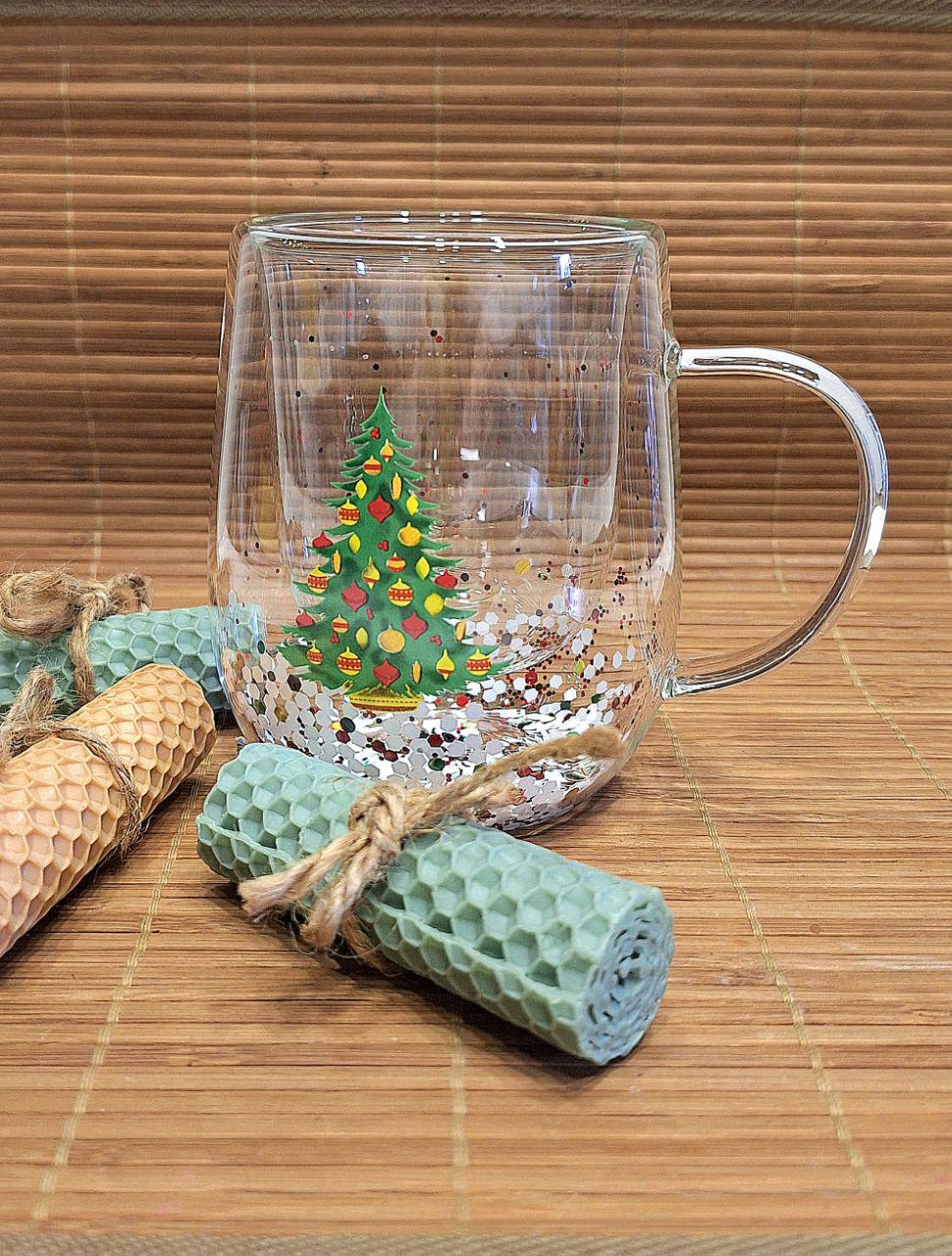 Кружка з подвійного скла Новорічна-1 300 мл (1747) - фото 3 Кружка з подвійного скла Новорічна-1 300 мл (1747) - фото 3