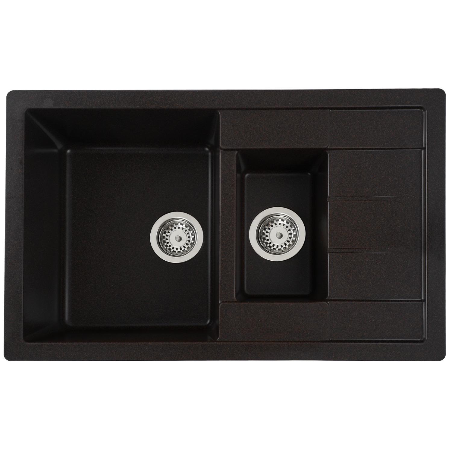 Мойка кухонная Platinum PLS-A25179 полутора чаш прямоугольная гранитная 780x500 мм Коричневый (151903)