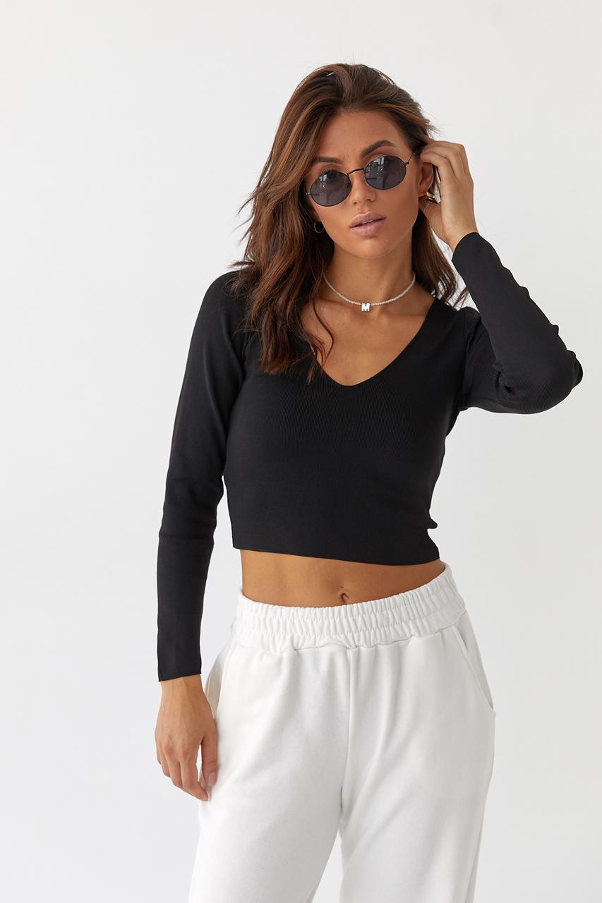 Лонгслів короткий Hot Fashion L Чорний (9443607)