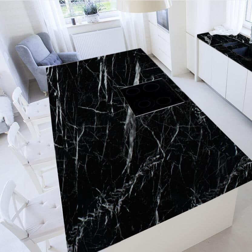 Самоклейка наклейка для кухні 60х500 см Чорний мармур - фото 4 Самоклейка наклейка для кухні 60х500 см Чорний мармур - фото 4