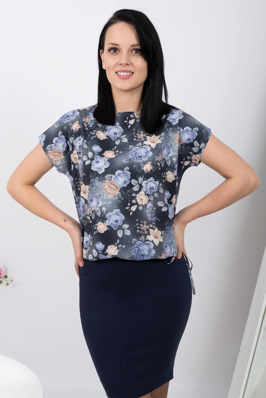 Блузка женская со шнурком Розы 159 4XL Blue