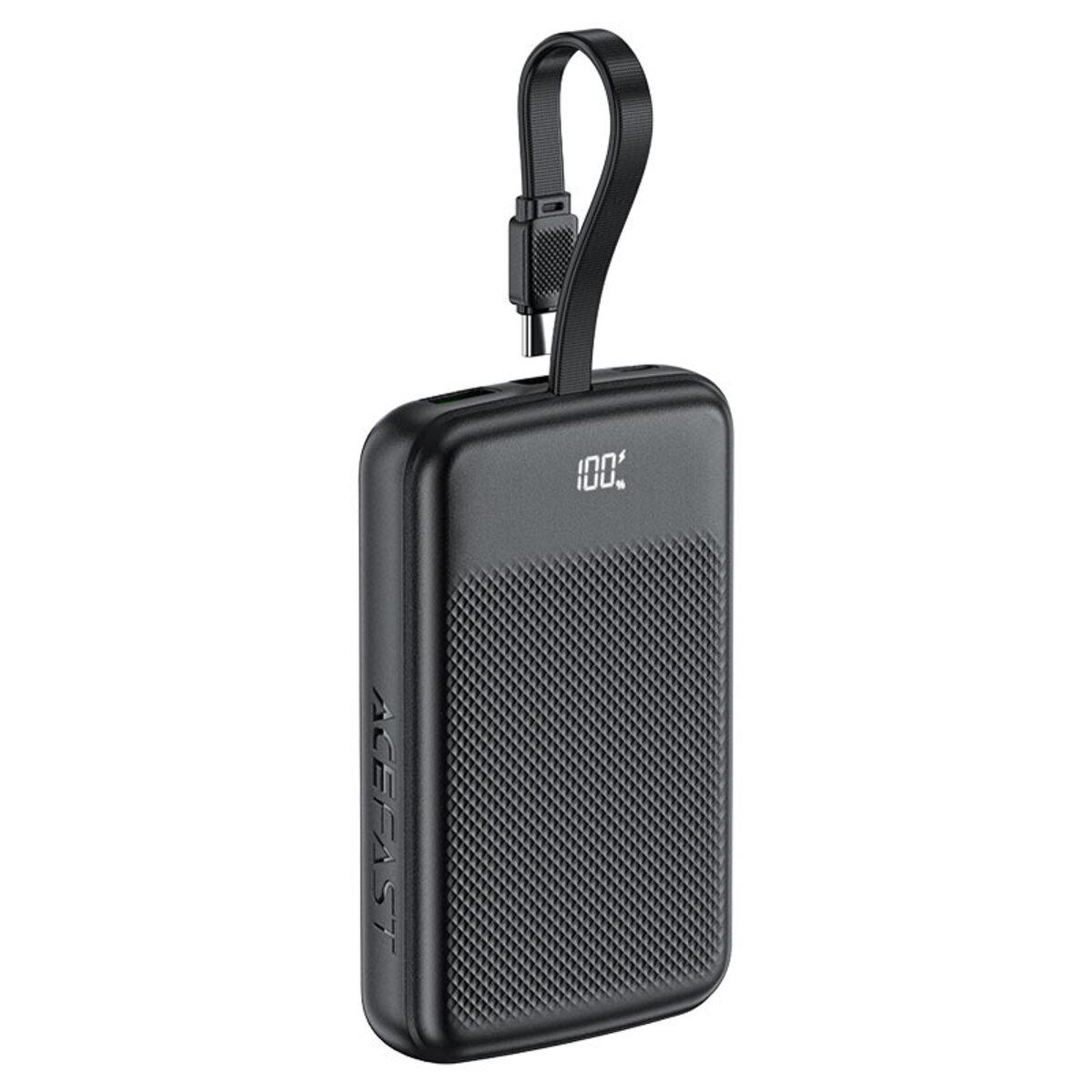 Повербанк Acefast M13 PD 22,5W с кабелем 10000 mAh Black (6974316283959)