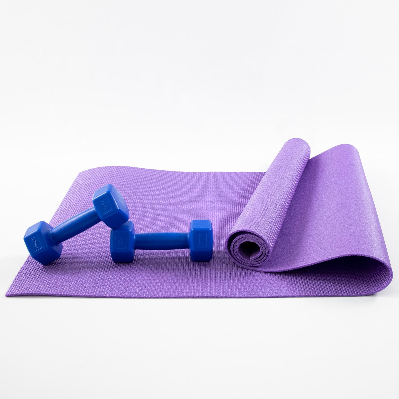 Килимок для йоги та фітнесу та гантелі для фітнесу 2 шт. по 1кг Osport Set 81 Фіолетово-синій (n-0111) - фото 1 Килимок для йоги та фітнесу та гантелі для фітнесу 2 шт. по 1кг Osport Set 81 Фіолетово-синій (n-0111) - фото 1