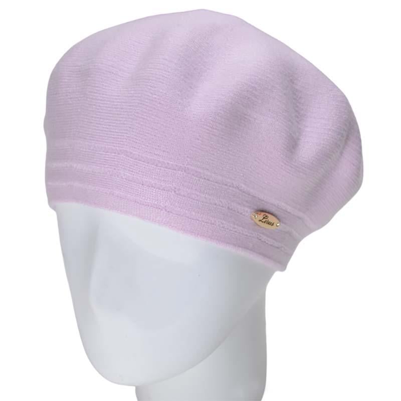 Берет женский Novita Шер из вискозной пряжи двойной L р. 57-58 Фиалковый (116116)
