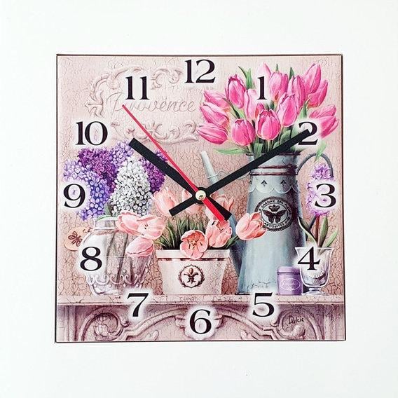 Часы Прованс Тюльпаны 28х28 см (263-6302)