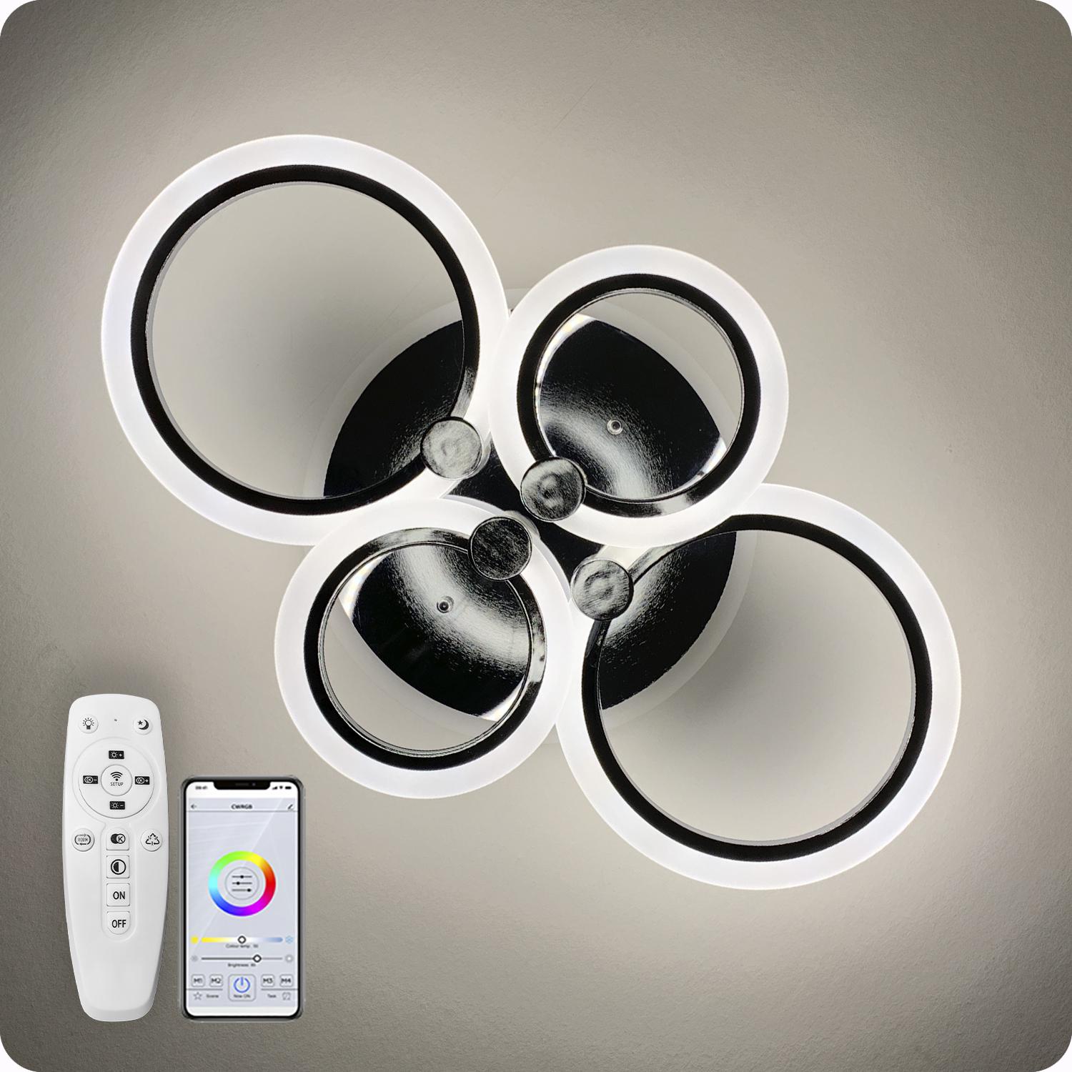 Люстра світлодіодна 517 Dlight 3color з пультом 80 Вт Хром (01530) - фото 3 Люстра світлодіодна 517 Dlight 3color з пультом 80 Вт Хром (01530) - фото 3