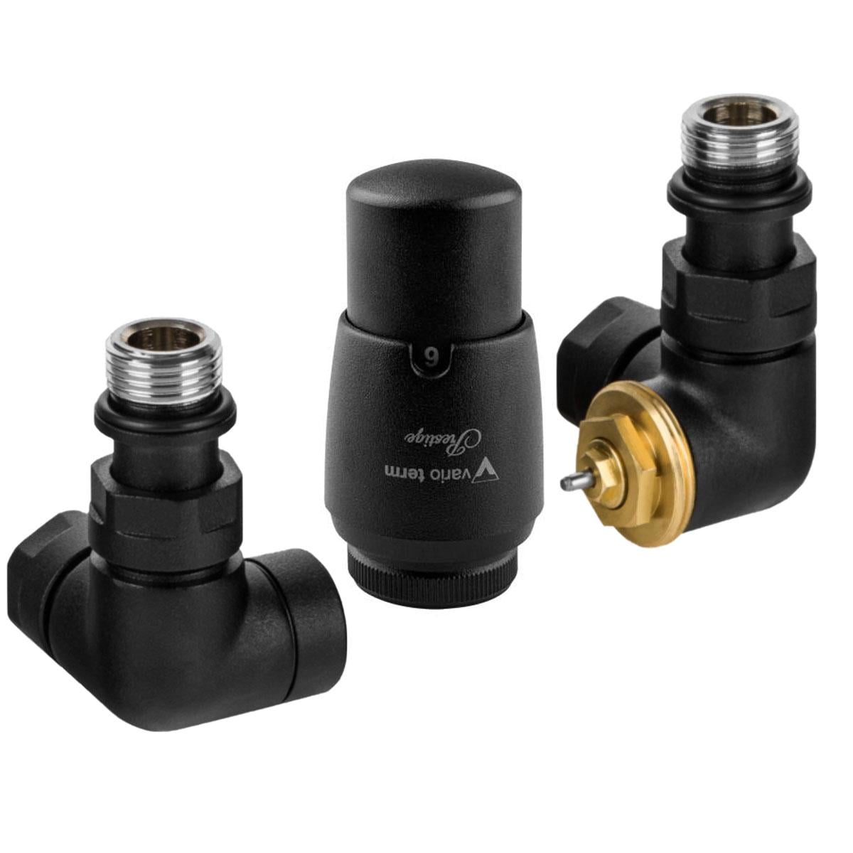 Комплект вентилей термостатический Vario Term VISION 3-х осевой правый Черный структурный (EVIGS0214CFK/P)