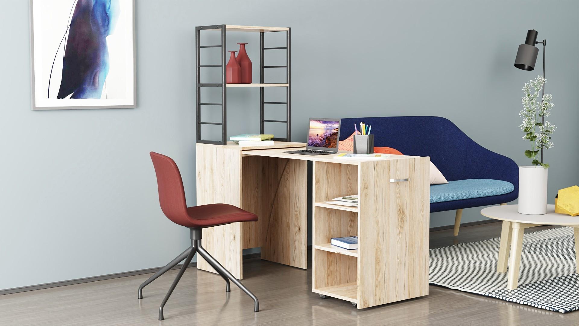 Стіл-тумба трансформер Ferrum-decor Смарт 4/1 з етажеркою метал/ДСП 16 мм 1430x1450x500 мм Чорний/Дуб Сан-Марино (FRD-105124) - фото 10 Стіл-тумба трансформер Ferrum-decor Смарт 4/1 з етажеркою метал/ДСП 16 мм 1430x1450x500 мм Чорний/Дуб Сан-Марино (FRD-105124) - фото 10