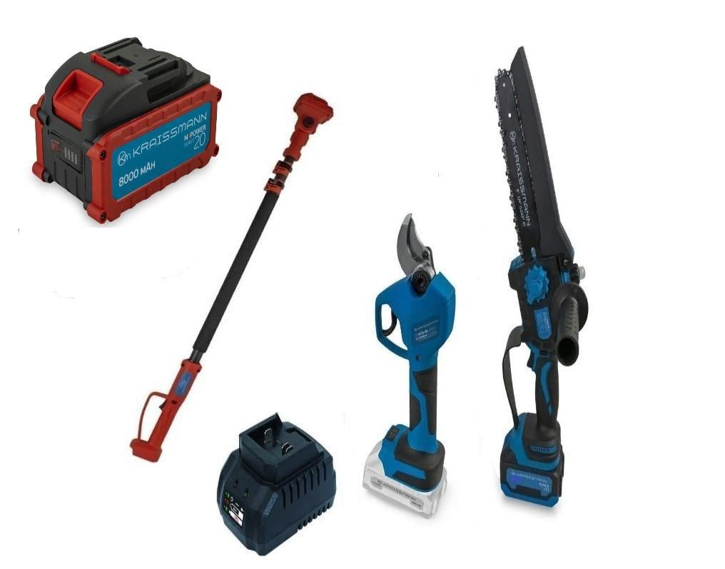 Набор инструмента KRAISSMANN мини-пила 2033 AKS-BL 20/секатор 31 AGS-BL 20-2/удлинитель VS'2000 1,6-2 м/аккумулятор 8 Ач (22717577)