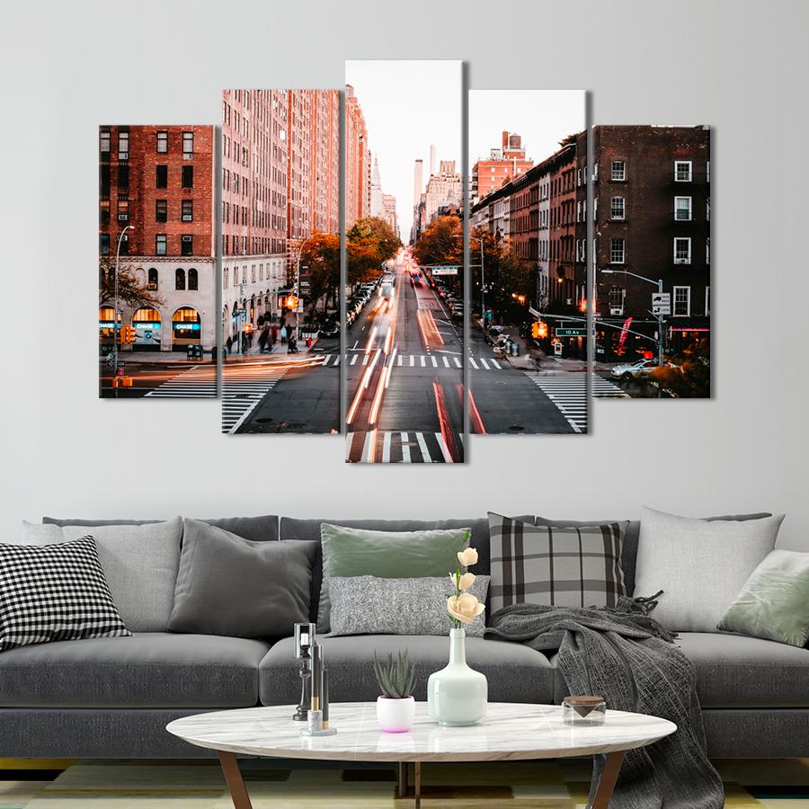 Картина міста Вулиця нижнього Мангеттена 112x68 см (A650-5)