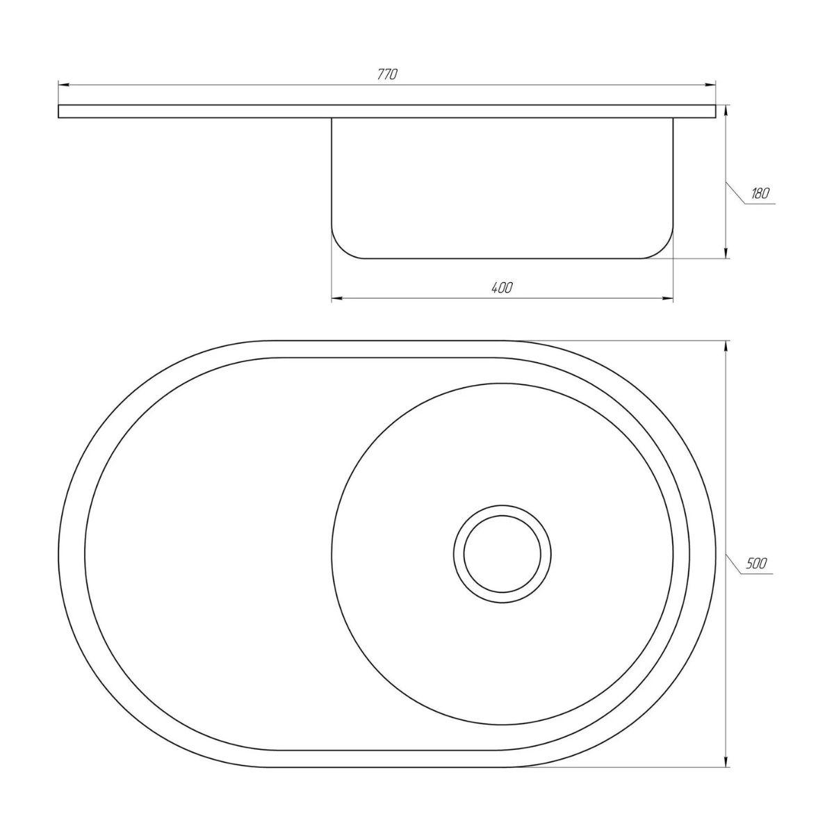 Мийка кухонна Mira MR 7750 D Decor овальна з полицею 770х500х180 мм - фото 3